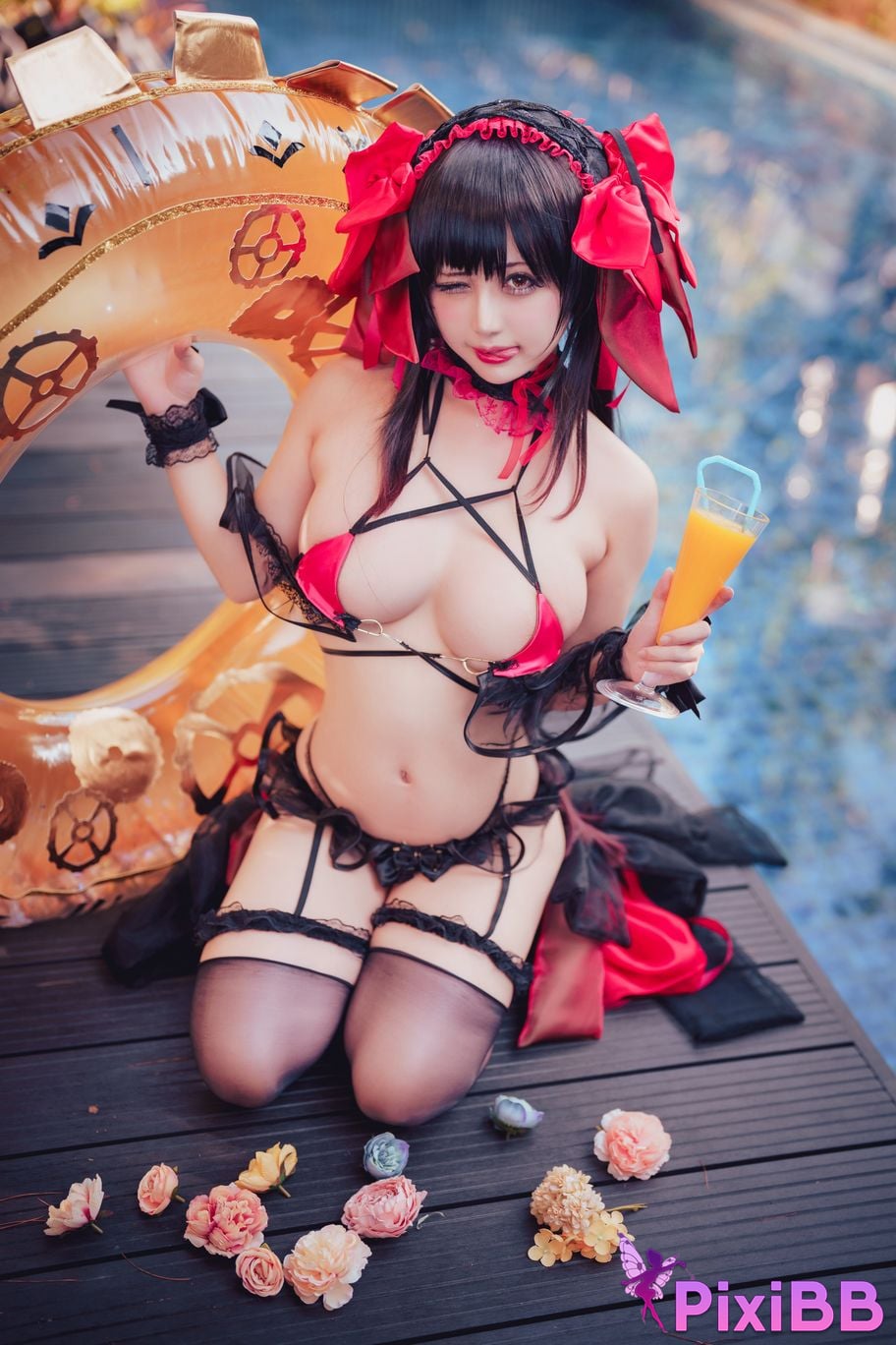Coser Rinka Kurumi Tokisaki Swimsuit PixiBB.COM 007