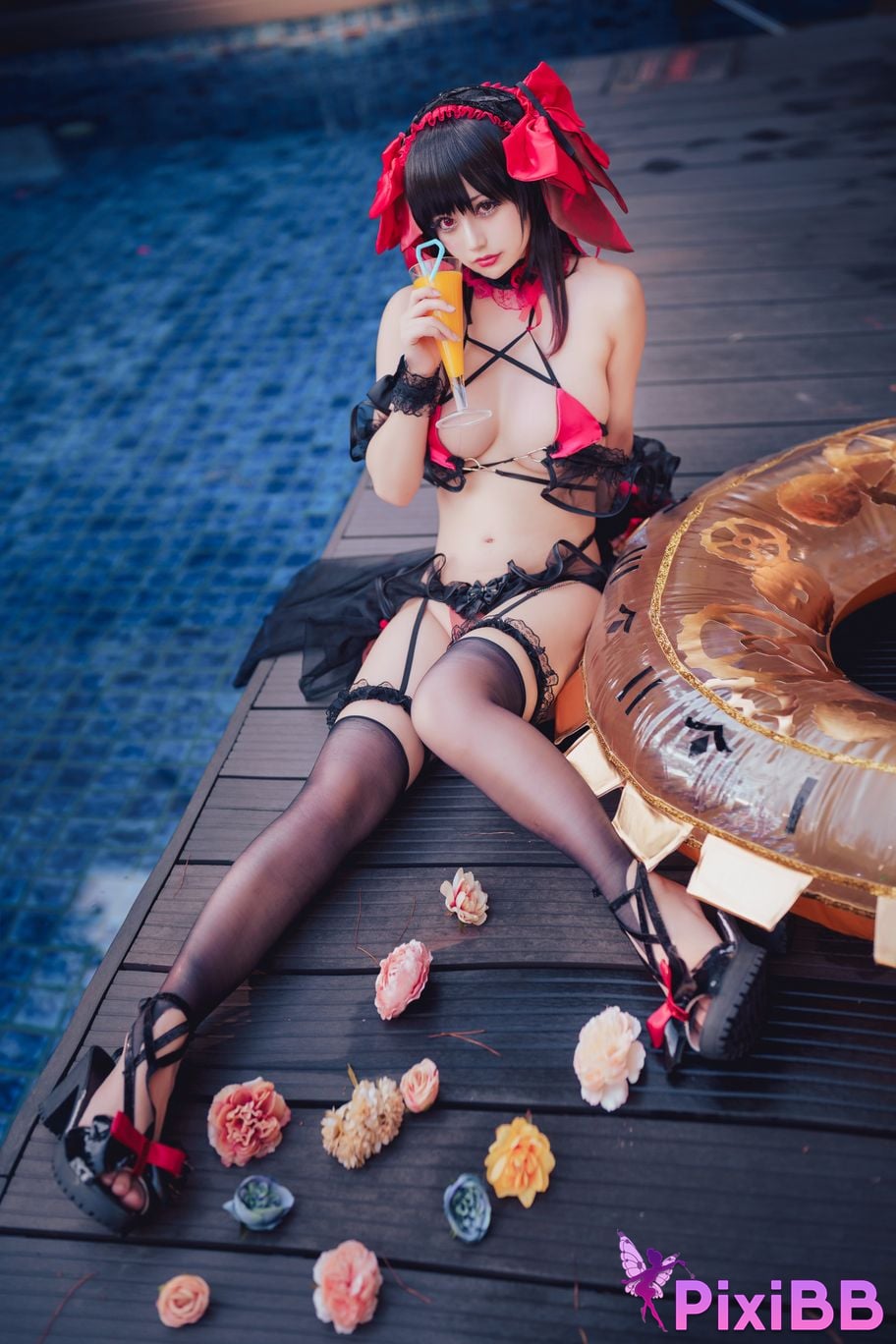 Coser Rinka Kurumi Tokisaki Swimsuit PixiBB.COM 012