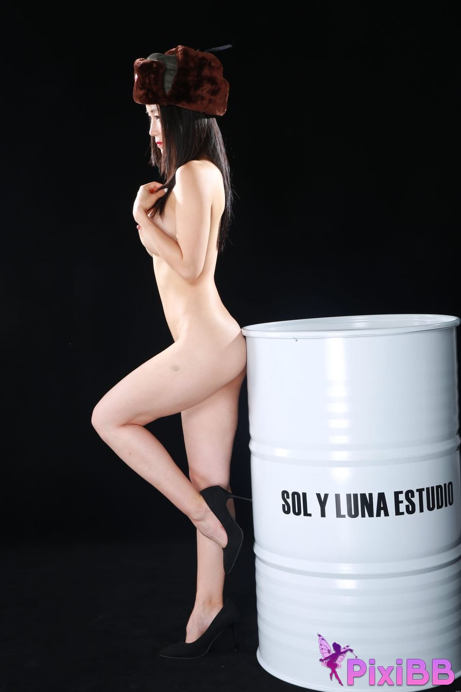 Private Photoshoot Ah Hui Dancing model with a one piece body in white stockings full scale private photo shoot PixiBB.COM 111