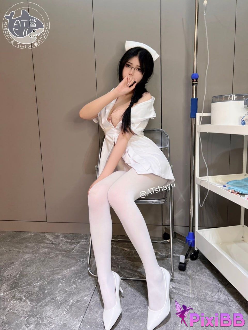 Cosplay AT Shark White Silk Nurse PixiBB.COM 002