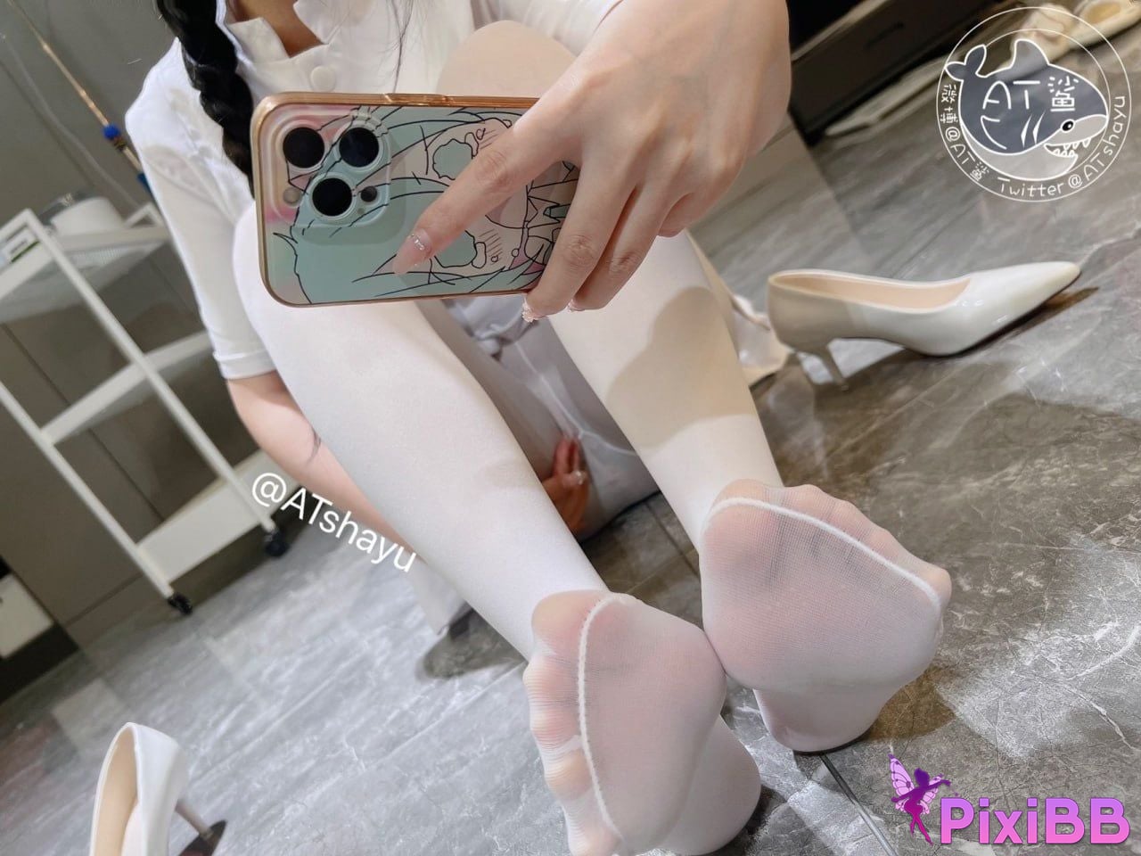 Cosplay AT Shark White Silk Nurse PixiBB.COM 040