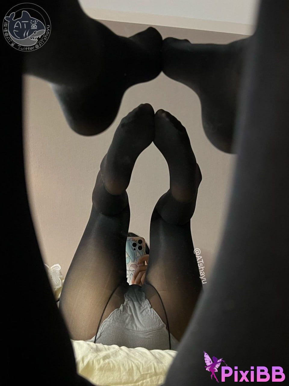 Cosplay AT Shark Original camera texture black pantyhose PixiBB.COM 050