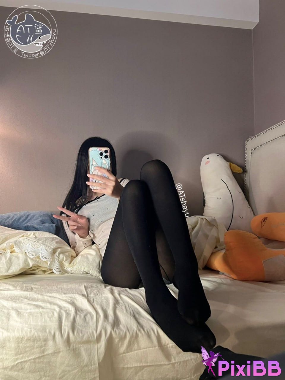 Cosplay AT Shark Original camera texture black pantyhose PixiBB.COM 055