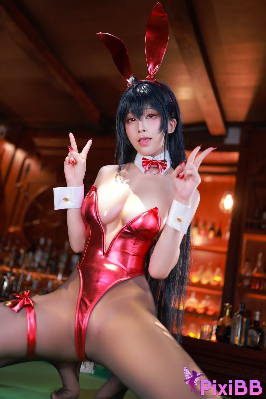 Cosplay Shui Miao Aqua Azur Lane Taihou Bunny Dafeng Girl PixiBB.COM 036