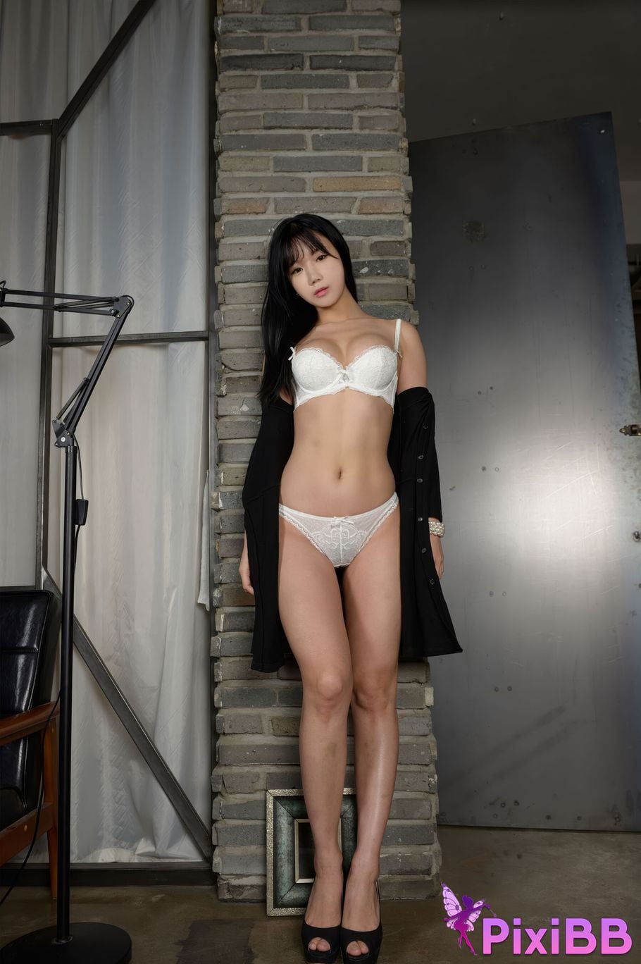 Private Photoshoot Leisha Korean long legged goddess ultra short pleated skirt PixiBB.COM 474