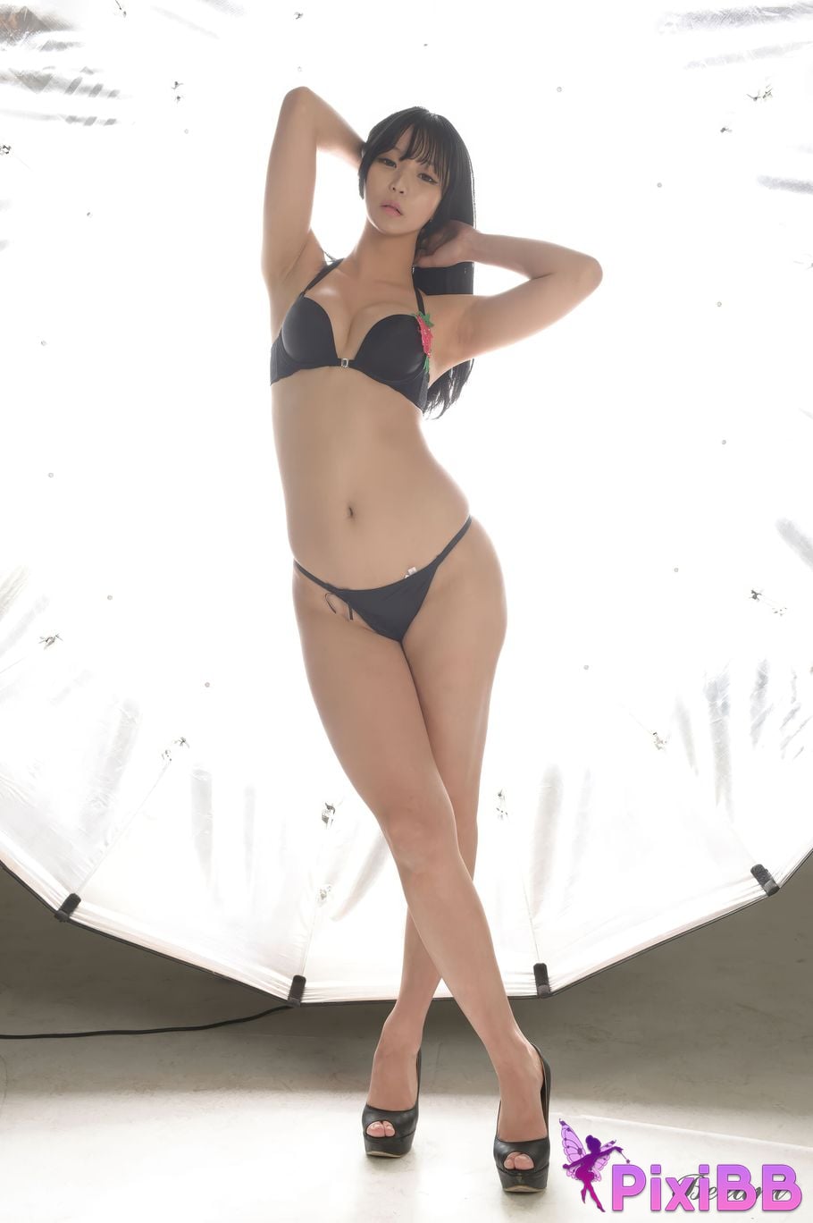 Private Photoshoot Leisha Korean long legged goddess white shirt PixiBB.COM 120