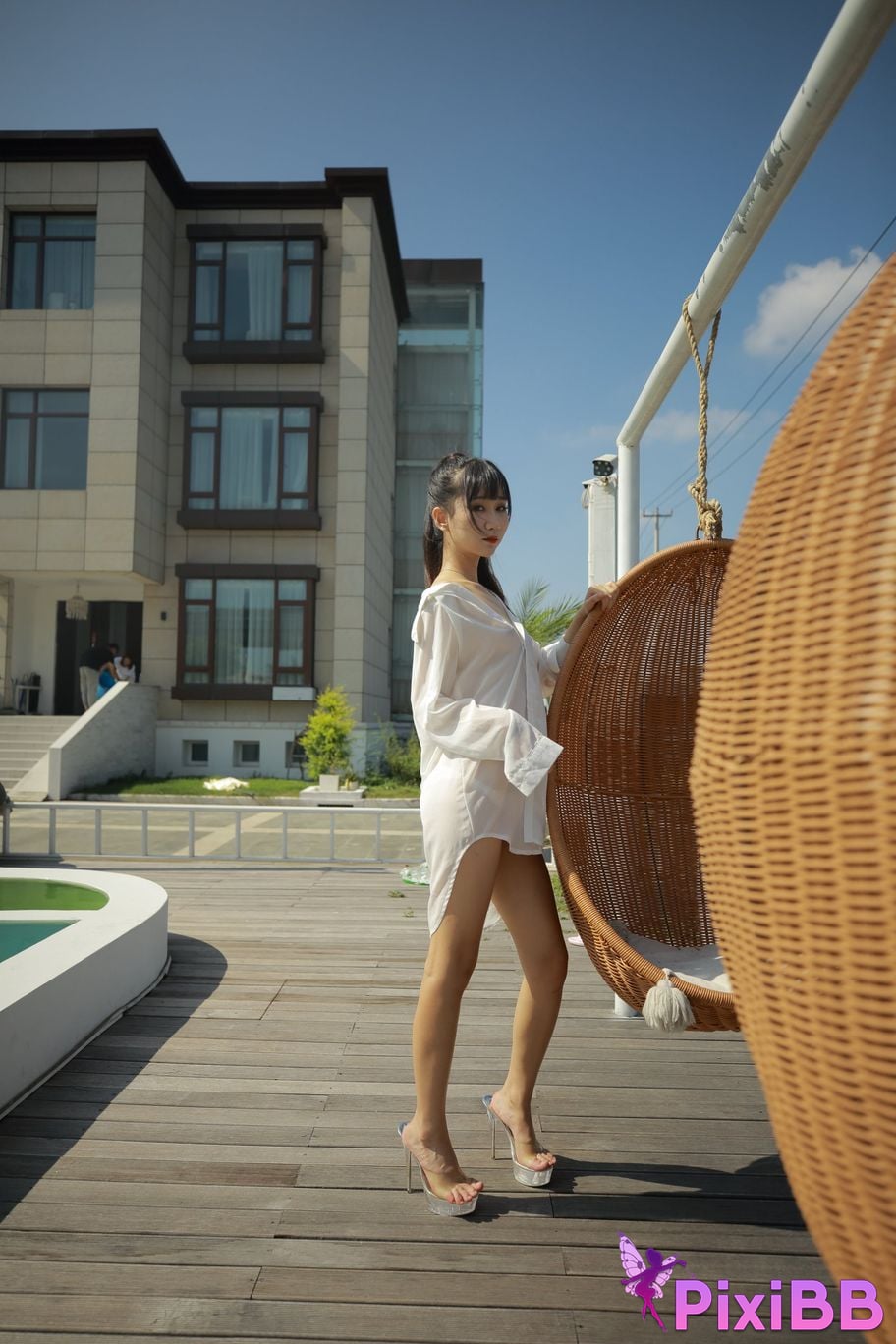 Private Photoshoot Cat Top Slim High Ponytail Outdoor PixiBB.COM 001