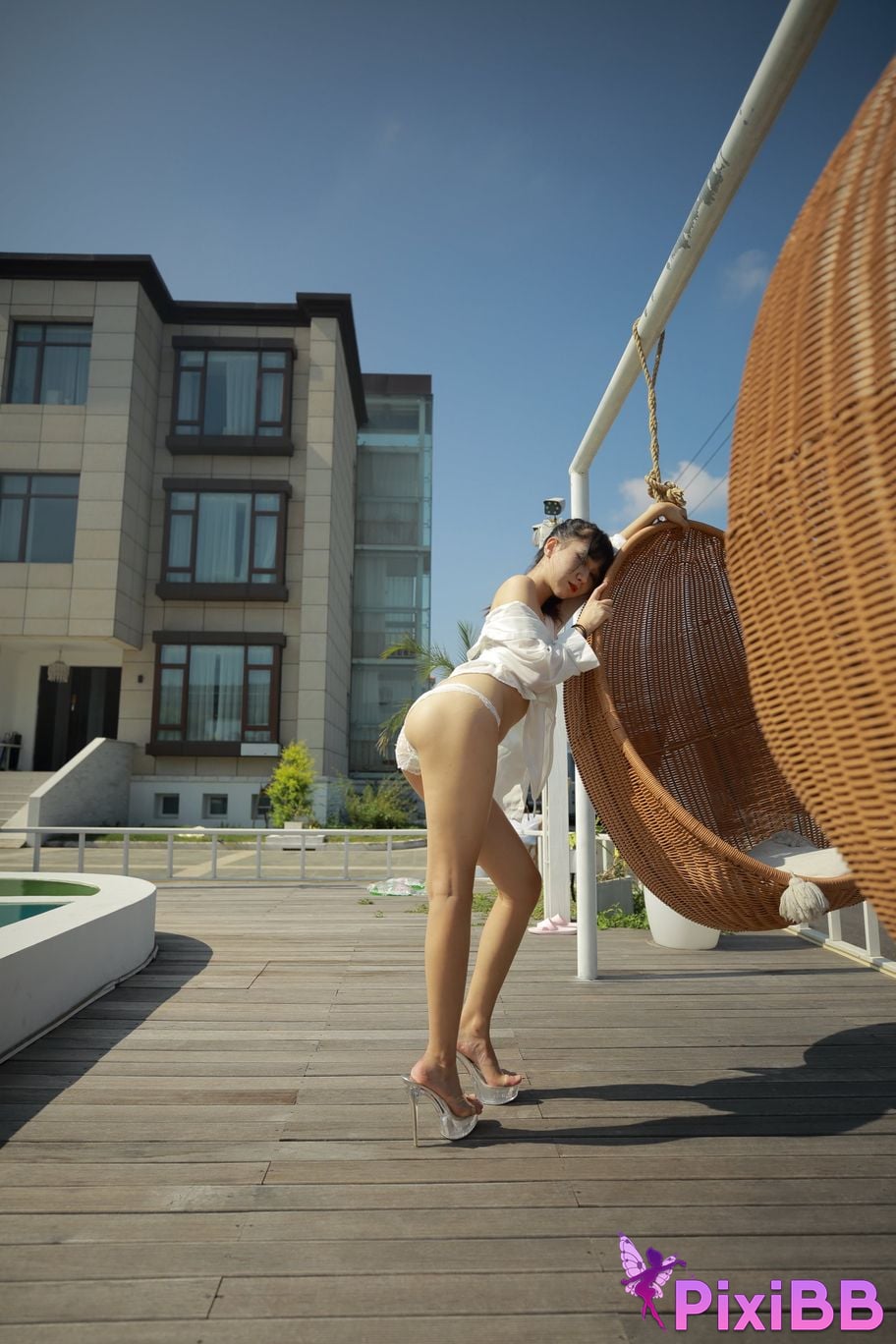 Private Photoshoot Cat Top Slim High Ponytail Outdoor PixiBB.COM 002