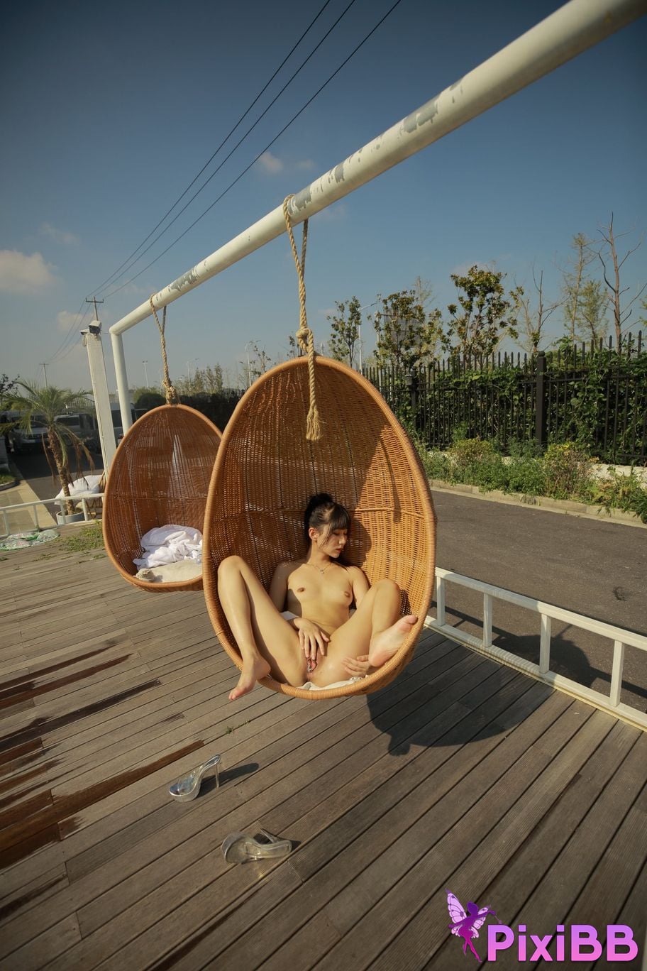 Private Photoshoot Cat Top Slim High Ponytail Outdoor PixiBB.COM 027