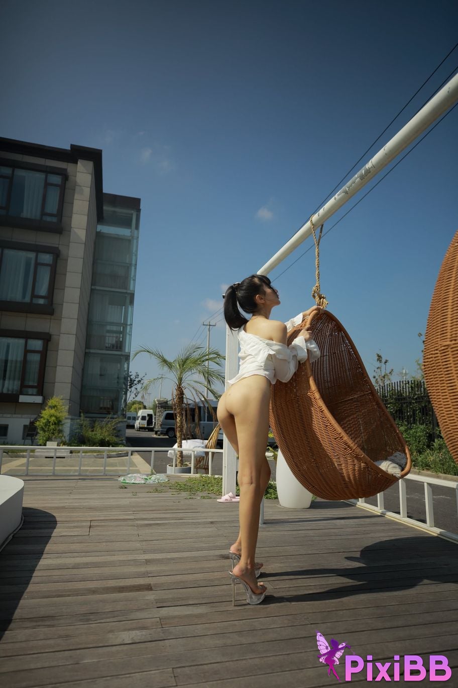 Private Photoshoot Cat Top Slim High Ponytail Outdoor PixiBB.COM 035