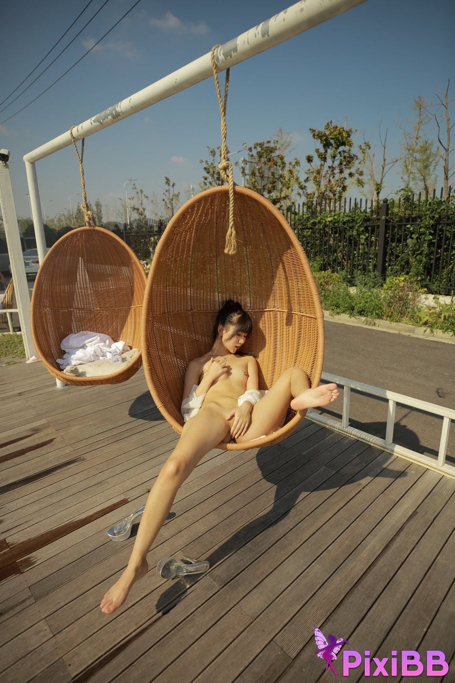 Private Photoshoot Cat Top Slim High Ponytail Outdoor PixiBB.COM 036