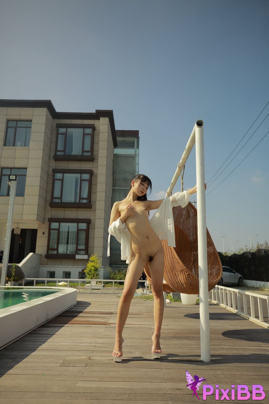 Private Photoshoot Cat Top Slim High Ponytail Outdoor PixiBB.COM 058