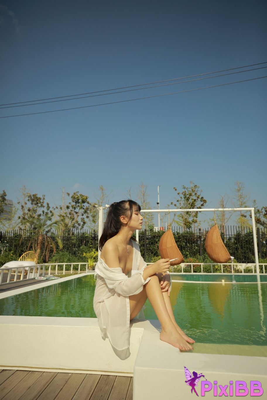 Private Photoshoot Cat Top Slim High Ponytail Outdoor PixiBB.COM 064