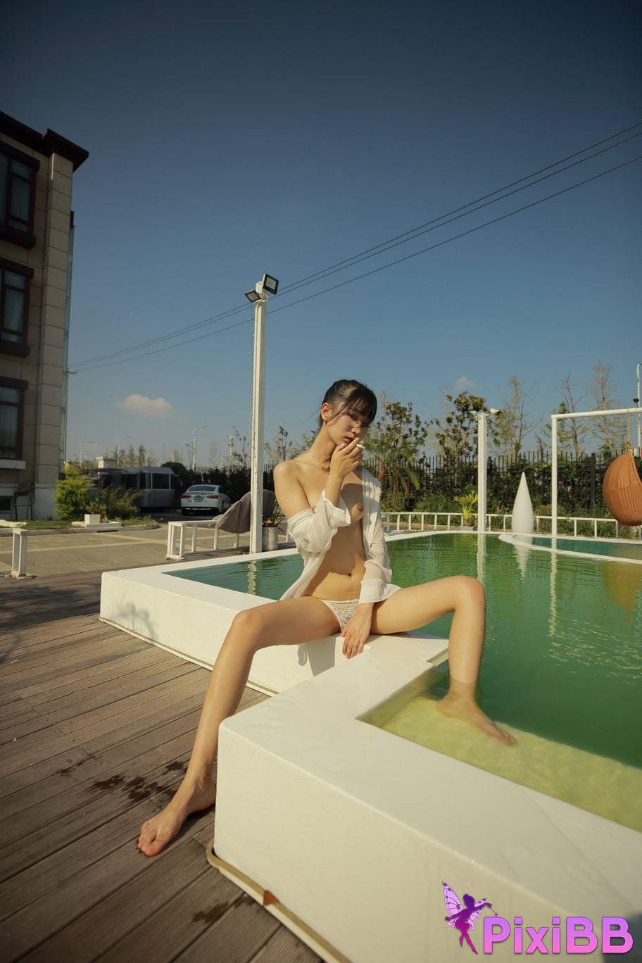 Private Photoshoot Cat Top Slim High Ponytail Outdoor PixiBB.COM 067