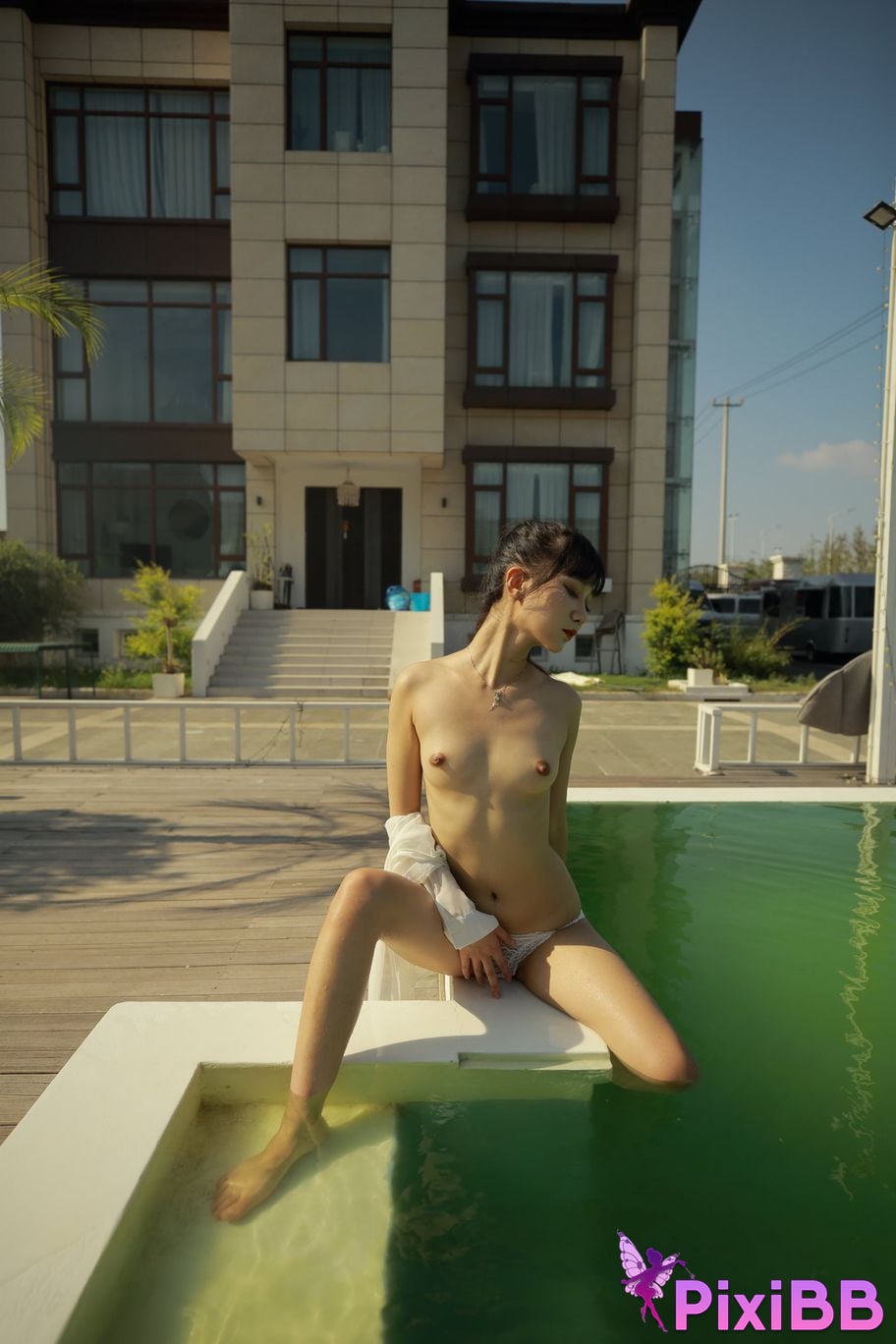 Private Photoshoot Cat Top Slim High Ponytail Outdoor PixiBB.COM 076