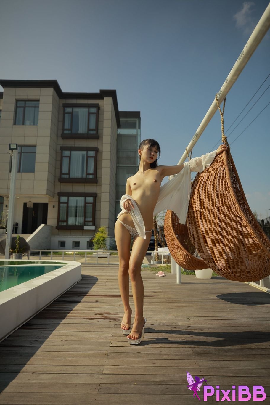 Private Photoshoot Cat Top Slim High Ponytail Outdoor PixiBB.COM 077