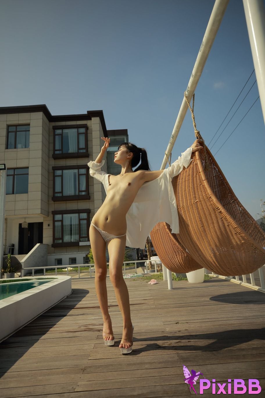 Private Photoshoot Cat Top Slim High Ponytail Outdoor PixiBB.COM 085