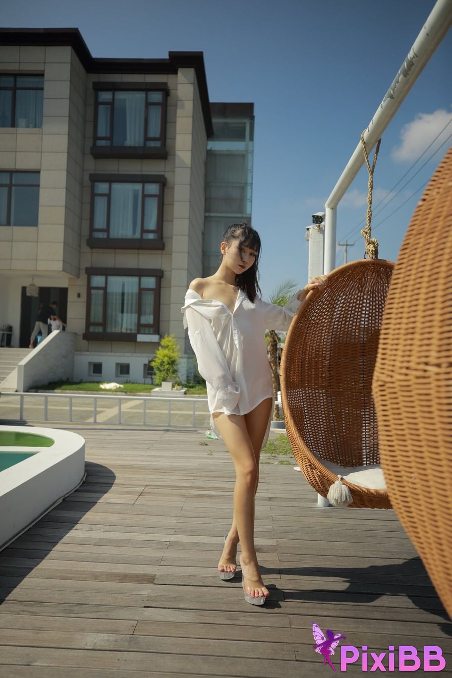 Private Photoshoot Cat Top Slim High Ponytail Outdoor PixiBB.COM 112