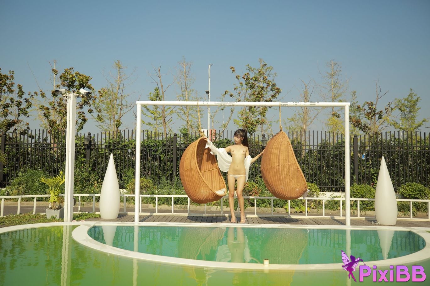 Private Photoshoot Cat Top Slim High Ponytail Outdoor PixiBB.COM 115