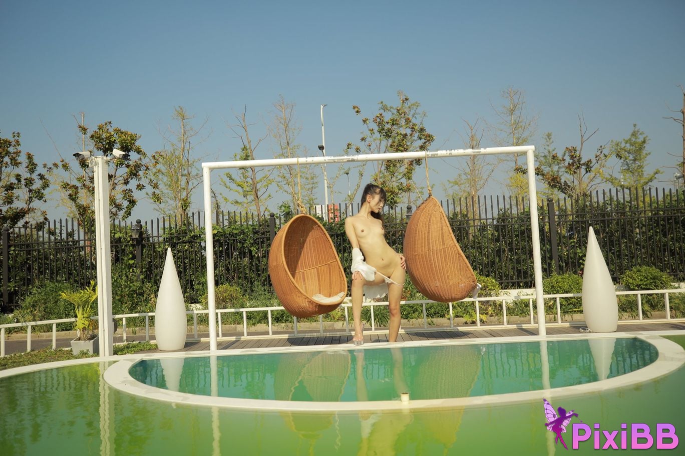 Private Photoshoot Cat Top Slim High Ponytail Outdoor PixiBB.COM 125