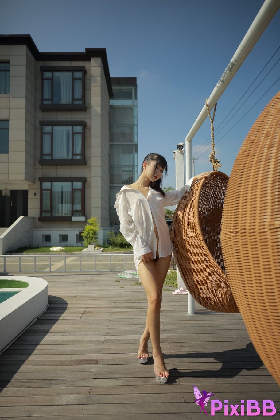 Private Photoshoot Cat Top Slim High Ponytail Outdoor PixiBB.COM 135