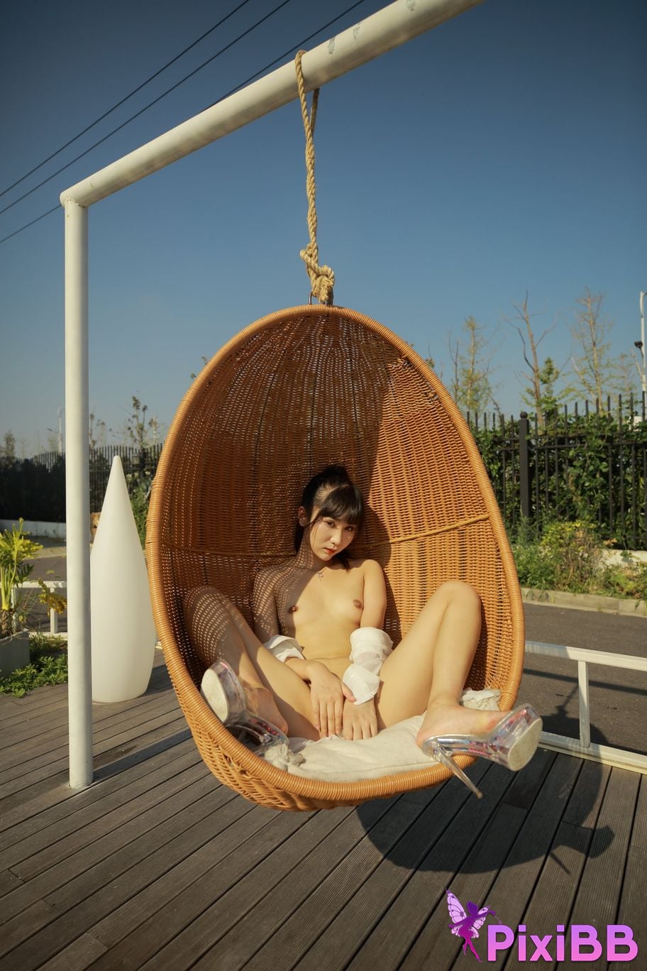 Private Photoshoot Cat Top Slim High Ponytail Outdoor PixiBB.COM 138