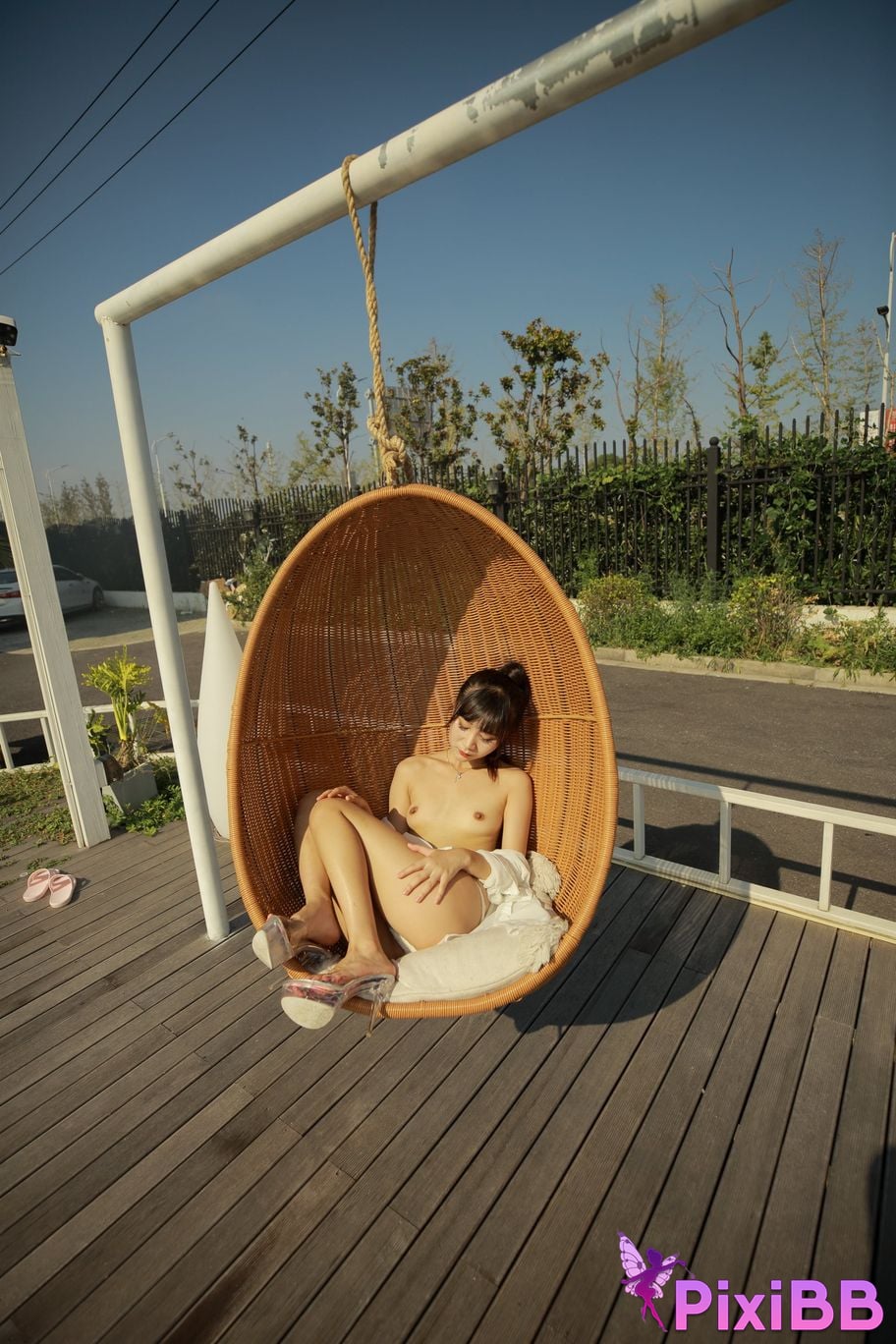 Private Photoshoot Cat Top Slim High Ponytail Outdoor PixiBB.COM 142