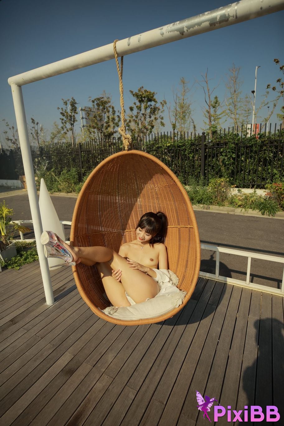 Private Photoshoot Cat Top Slim High Ponytail Outdoor PixiBB.COM 143