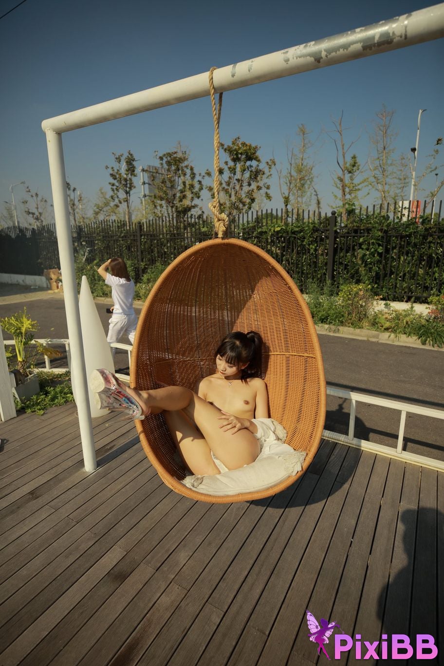 Private Photoshoot Cat Top Slim High Ponytail Outdoor PixiBB.COM 145