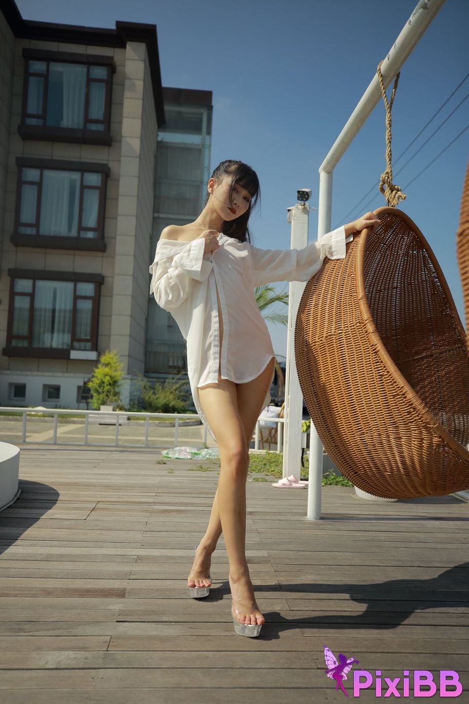 Private Photoshoot Cat Top Slim High Ponytail Outdoor PixiBB.COM 146