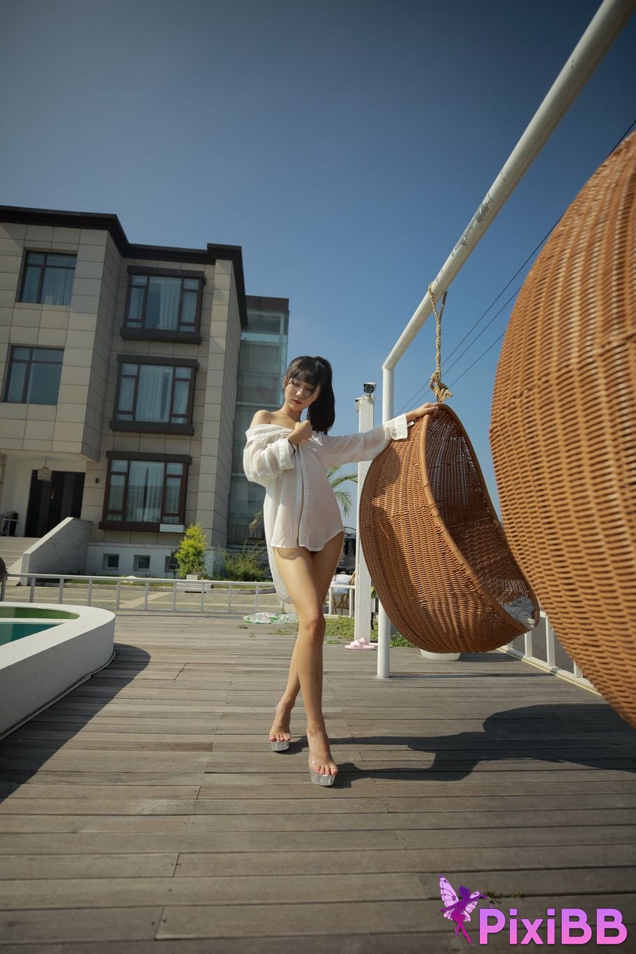 Private Photoshoot Cat Top Slim High Ponytail Outdoor PixiBB.COM 168