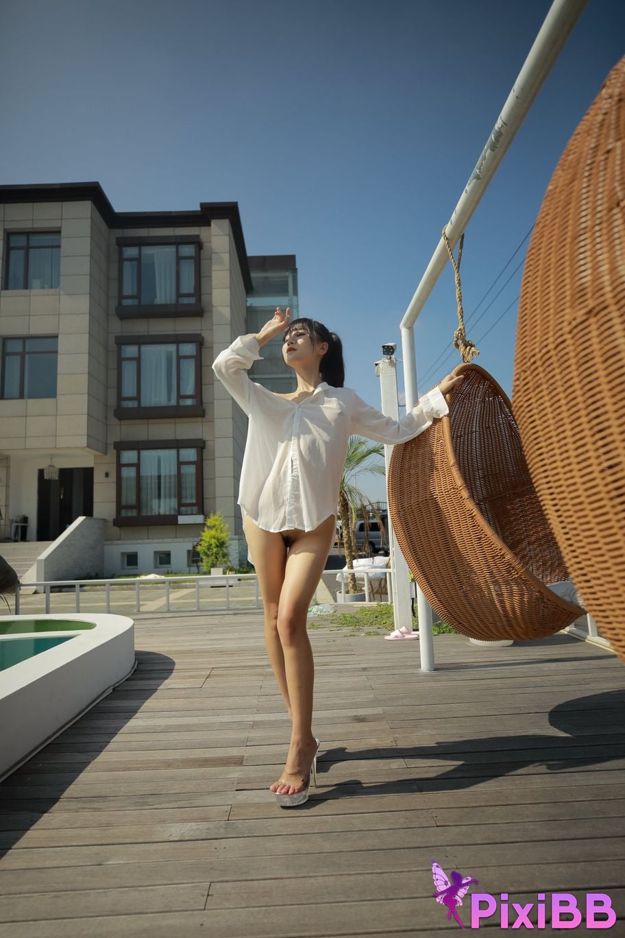 Private Photoshoot Cat Top Slim High Ponytail Outdoor PixiBB.COM 201