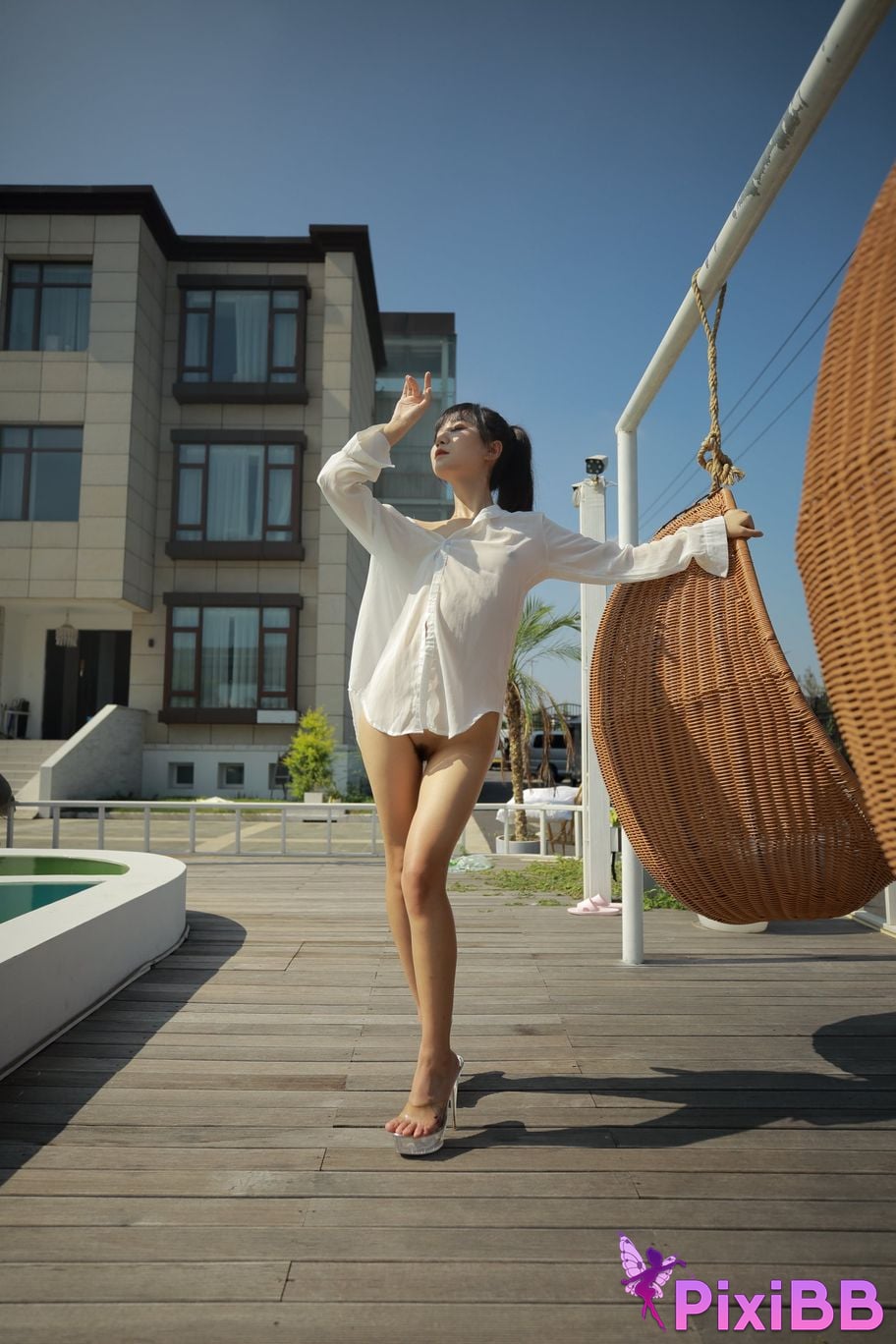 Private Photoshoot Cat Top Slim High Ponytail Outdoor PixiBB.COM 212