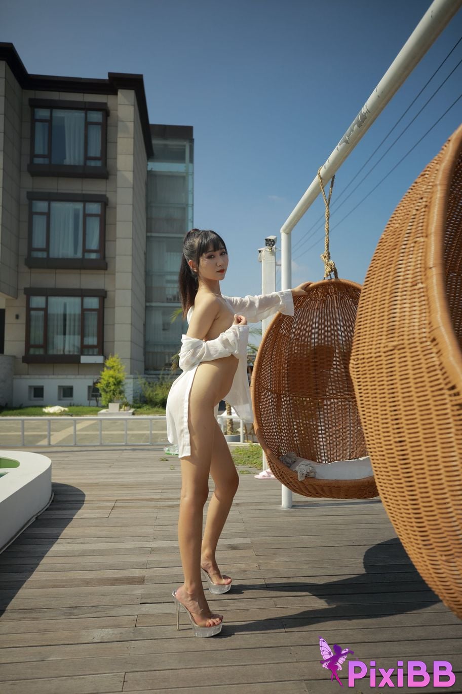 Private Photoshoot Cat Top Slim High Ponytail Outdoor PixiBB.COM 268