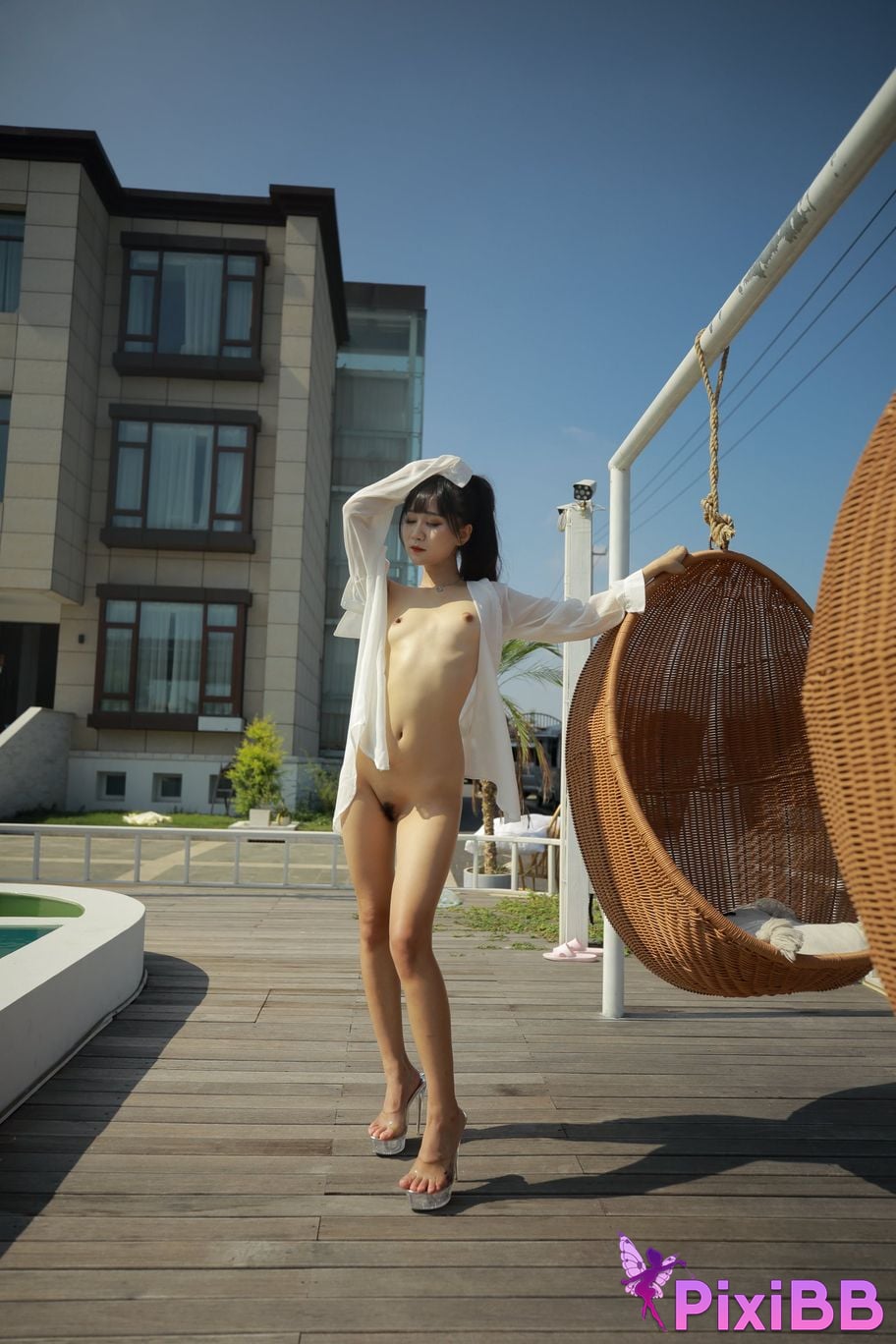 Private Photoshoot Cat Top Slim High Ponytail Outdoor PixiBB.COM 279