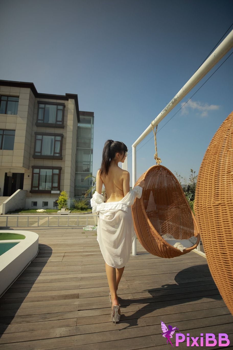 Private Photoshoot Cat Top Slim High Ponytail Outdoor PixiBB.COM 318