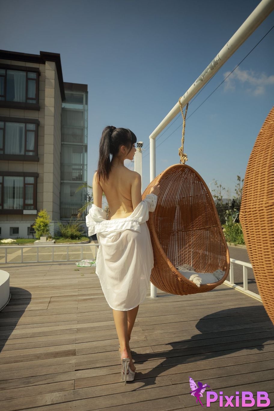 Private Photoshoot Cat Top Slim High Ponytail Outdoor PixiBB.COM 319