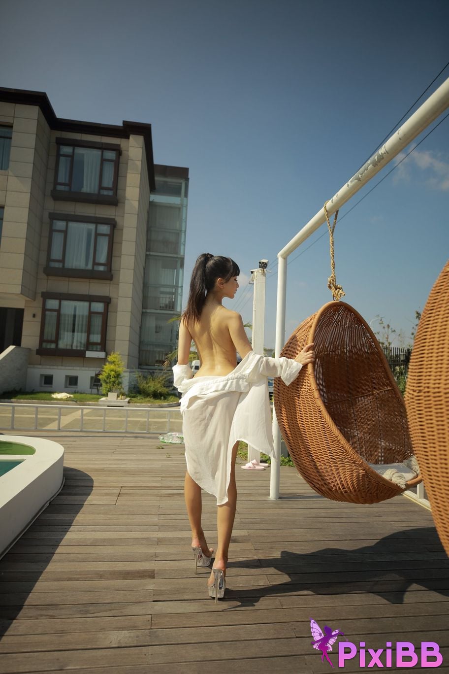 Private Photoshoot Cat Top Slim High Ponytail Outdoor PixiBB.COM 320