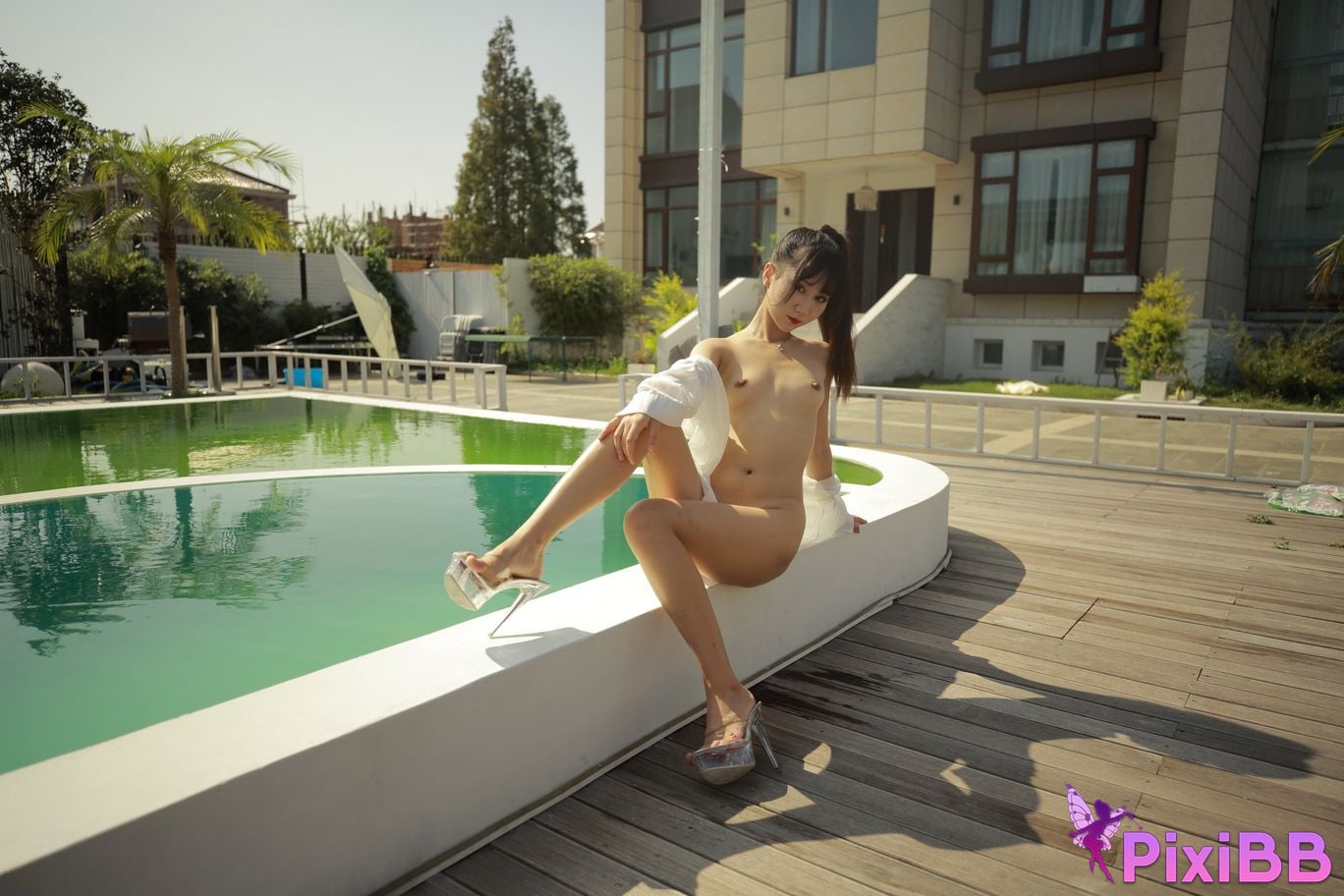 Private Photoshoot Cat Top Slim High Ponytail Outdoor PixiBB.COM 341