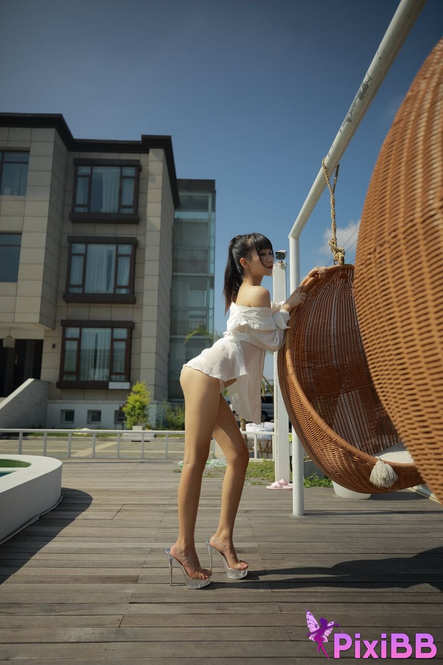 Private Photoshoot Cat Top Slim High Ponytail Outdoor PixiBB.COM 356