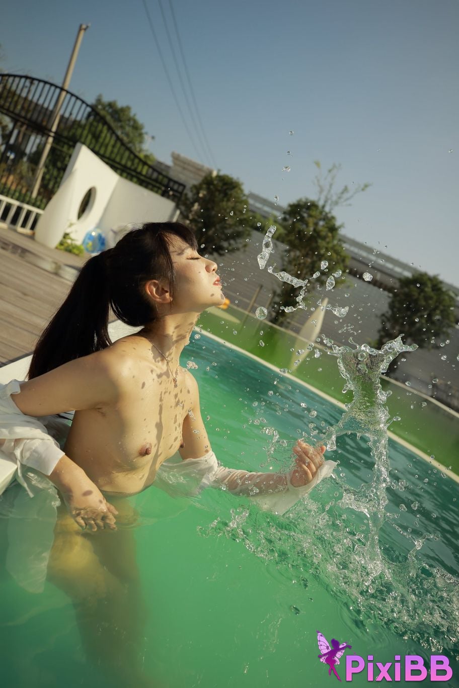 Private Photoshoot Cat Top Slim High Ponytail Outdoor PixiBB.COM 363