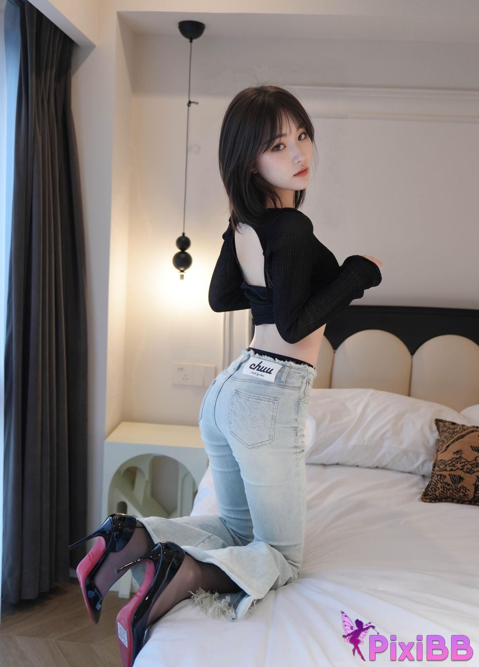 XR Uncensored juice R18 Xiuren.com model shrimp thread under jeans black silk PixiBB.COM 006