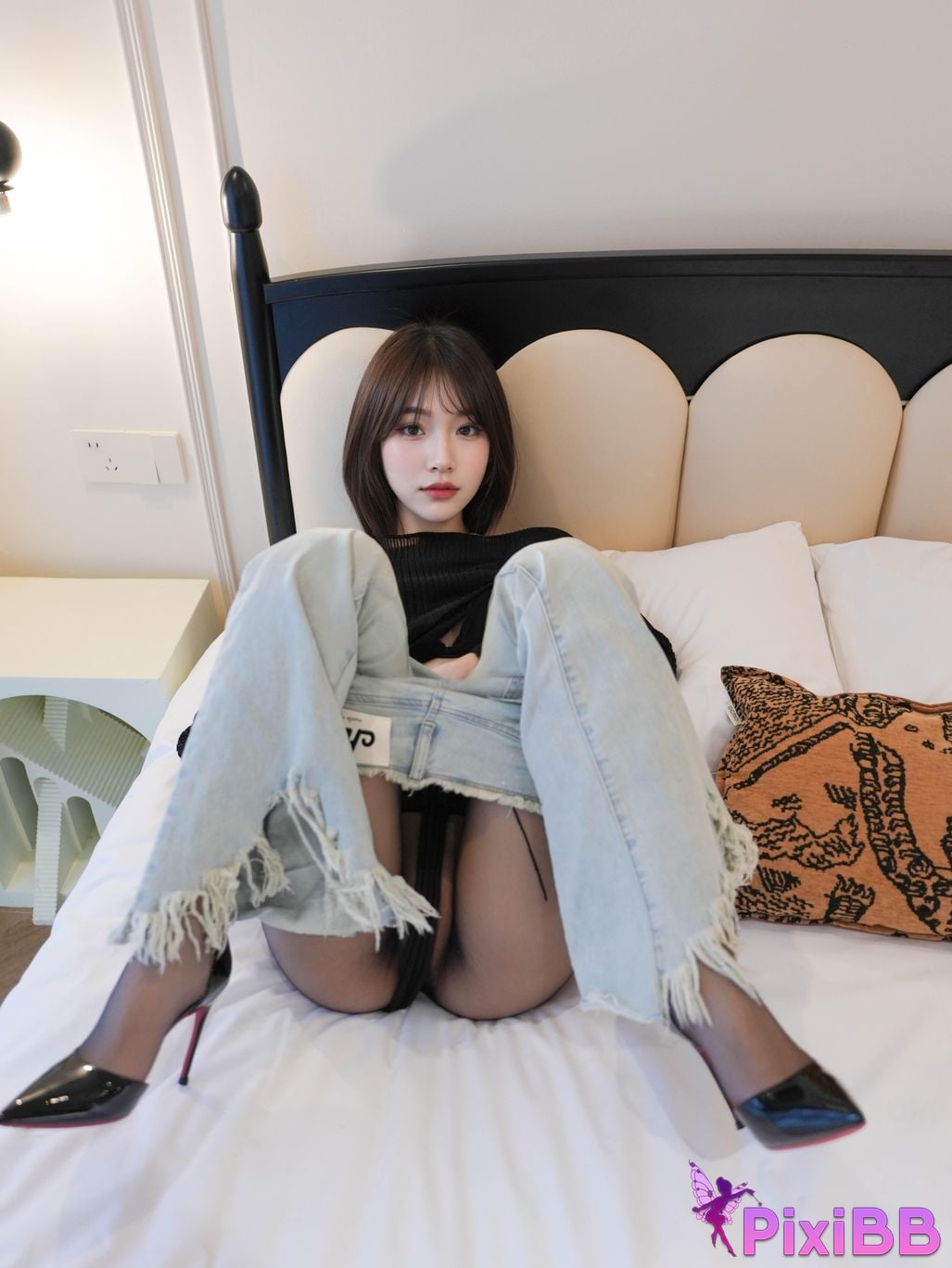 XR Uncensored juice R18 Xiuren.com model shrimp thread under jeans black silk PixiBB.COM 018