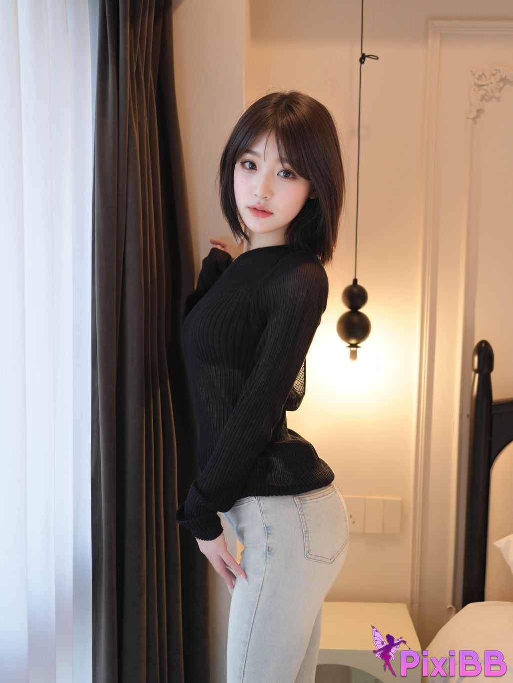 XR Uncensored juice R18 Xiuren.com model shrimp thread under jeans black silk PixiBB.COM 062