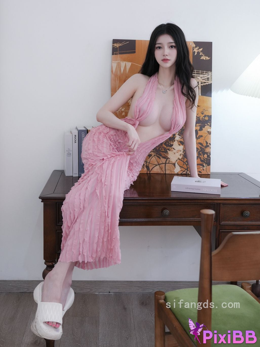 XR Uncensored White Xiaodie R18 Xiuren Net Model Pink elf on the desk PixiBB.COM 014