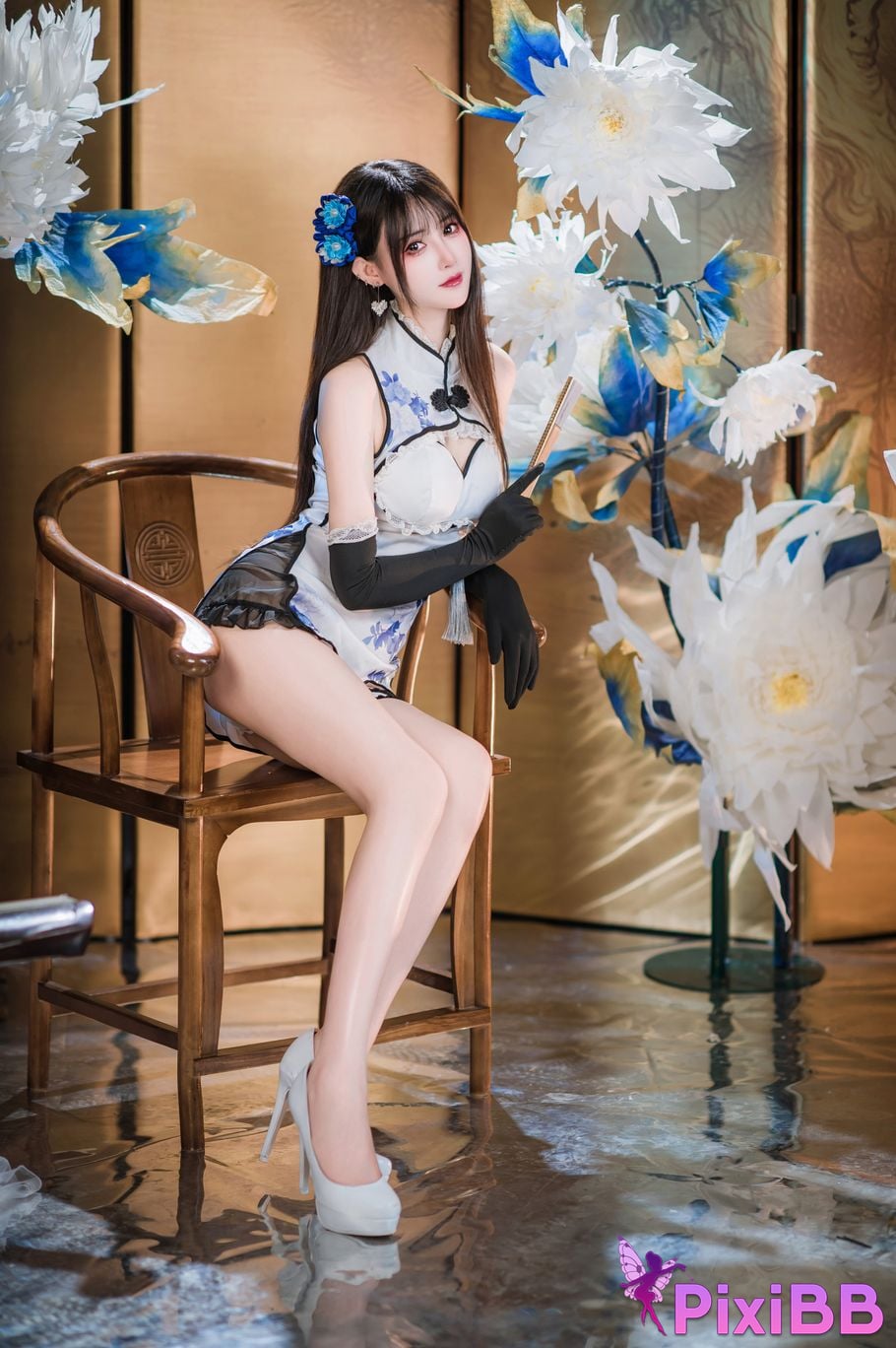 Cosplay Hanyu Sanmi Yanniang Fantasy Tan Pinger Blue and White Porcelain Cheongsam PixiBB.COM 002