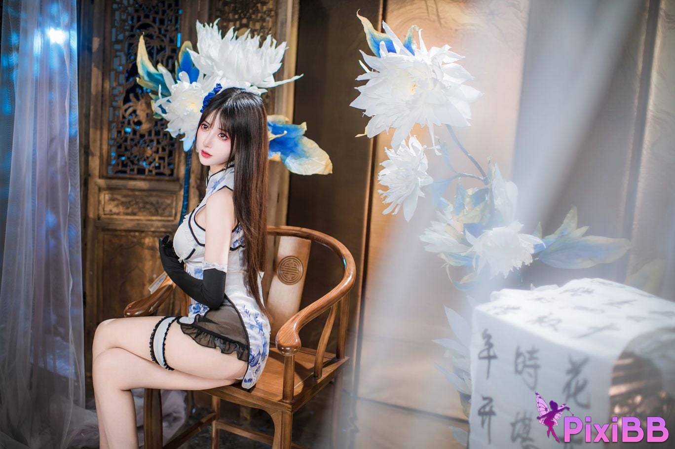 Cosplay Hanyu Sanmi Yanniang Fantasy Tan Pinger Blue and White Porcelain Cheongsam PixiBB.COM 003