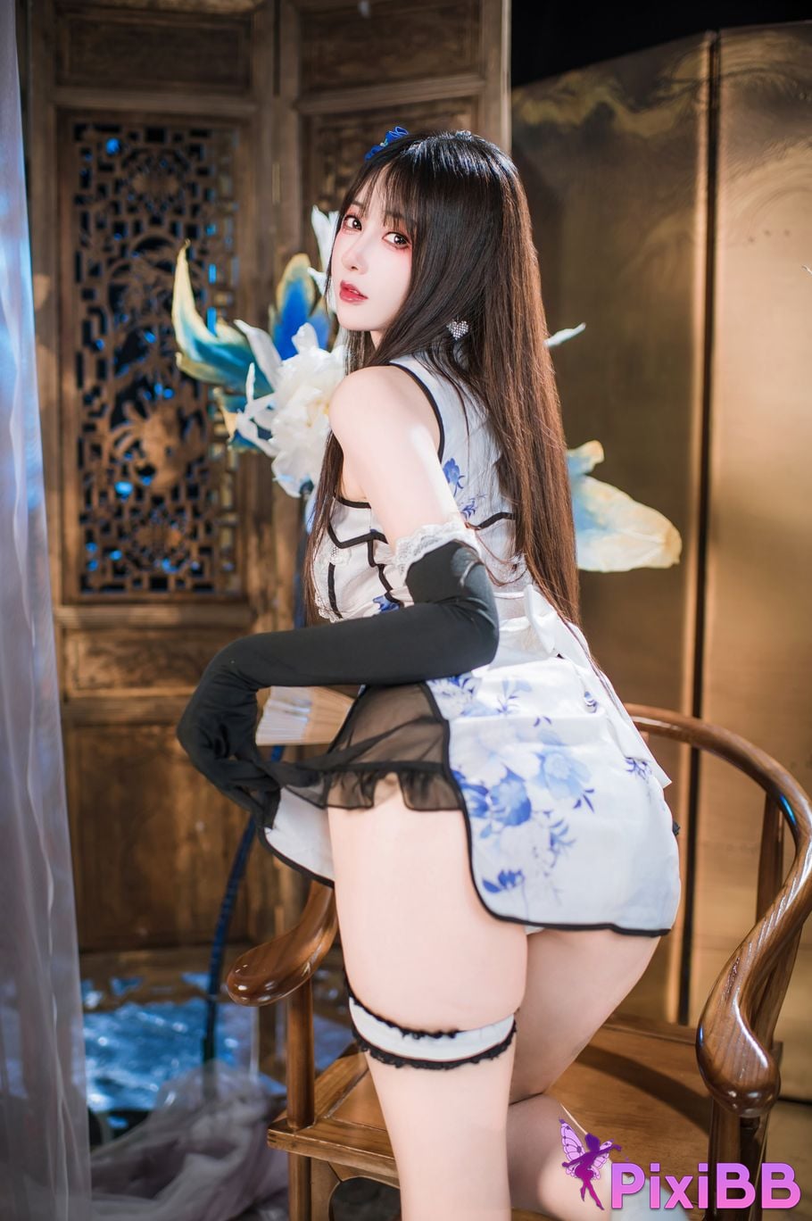 Cosplay Hanyu Sanmi Yanniang Fantasy Tan Pinger Blue and White Porcelain Cheongsam PixiBB.COM 004