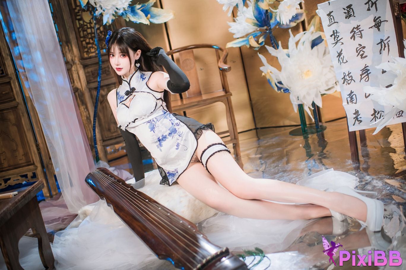 Cosplay Hanyu Sanmi Yanniang Fantasy Tan Pinger Blue and White Porcelain Cheongsam PixiBB.COM 007
