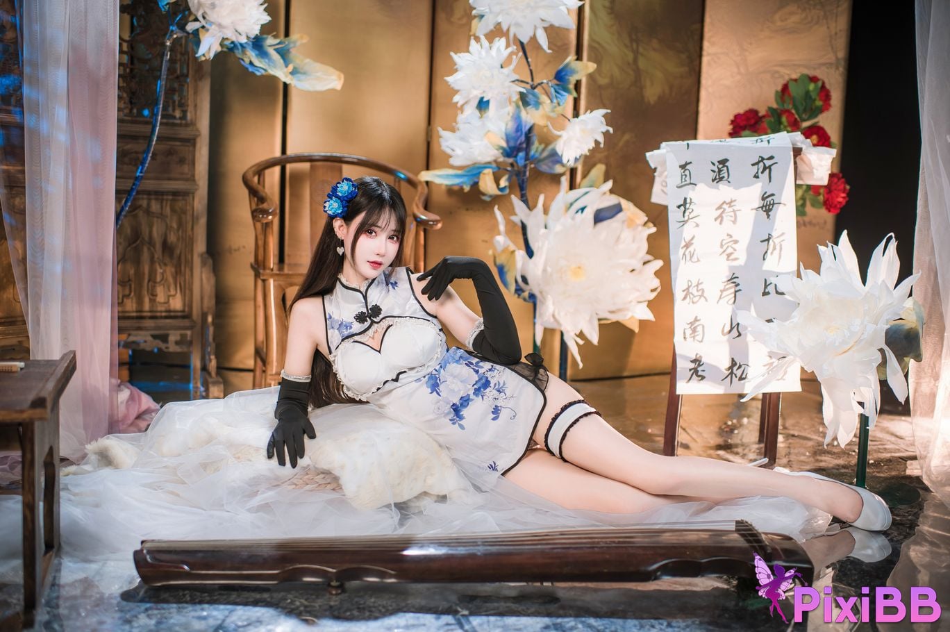 Cosplay Hanyu Sanmi Yanniang Fantasy Tan Pinger Blue and White Porcelain Cheongsam PixiBB.COM 009